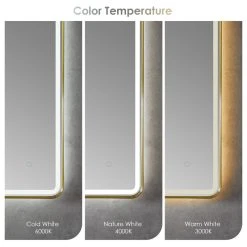 Altair Viaggi Rectangle Framed Bathroom/Vanity LED Wall Mirror, Brushed Gold, 36" -Laural Home Shop 0061ab23028610ec 8074 w800 h800 b1 p0