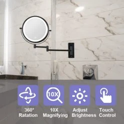 JimsMaison 8 Inch Double-Sided Framed Wall Mounted 10X LED Magnifying Bathroom Mirror, Blac -Laural Home Shop 0181bf6402fdf48e 7655 w800 h800 b0 p0