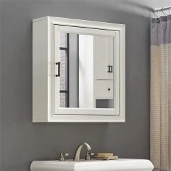 Pemberly Row Mirror Medicine Cabinet In Vintage White -Laural Home Shop 0181c9620f614bb0 0650 w800 h800 b0 p0