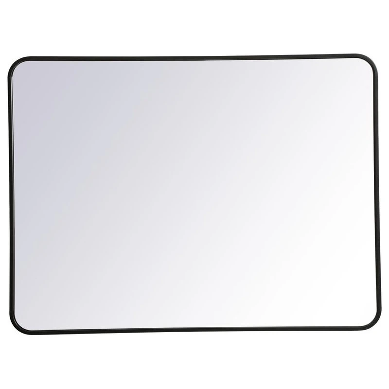 Elegant Furniture & Lighting Ellis Soft Corner Metal Rectangular Mirror, Black, 30"x40" 3 Elegant Furniture & Lighting Ellis Soft Corner Metal Rectangular Mirror, Black, 30"x40"