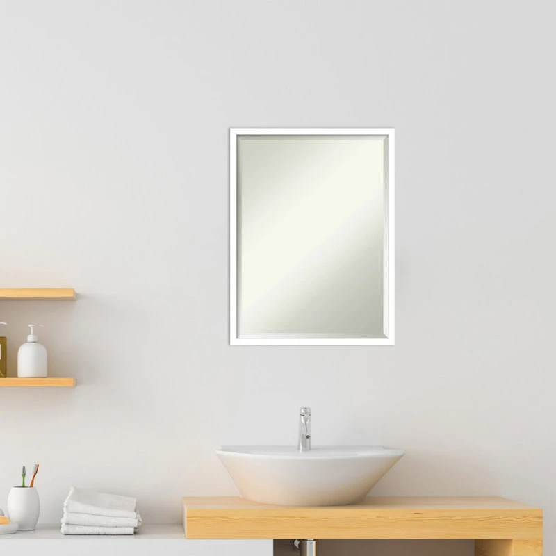 Amanti Art Svelte White Beveled Wood Bathroom Wall Mirror - 19.5 X 25.5 In. 11 Amanti Art Svelte White Beveled Wood Bathroom Wall Mirror - 19.5 X 25.5 In. - Image 9