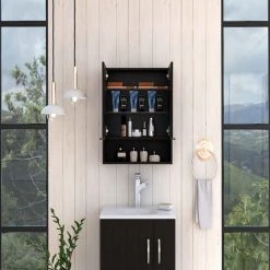 FM FURNITURE Ozark 24" Medicine Cabinet With Mirror, Black Wengue 16 FM FURNITURE Ozark 24" Medicine Cabinet With Mirror, Black Wengue -Laural Home Shop 02a1942203650d51 7924 w800 h800 b0 p0