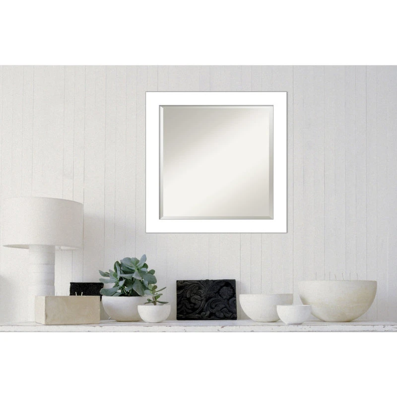 Amanti Art Wedge White Beveled Bathroom Wall Mirror - 24 X 24 In. 5 Amanti Art Wedge White Beveled Bathroom Wall Mirror - 24 X 24 In. - Image 3