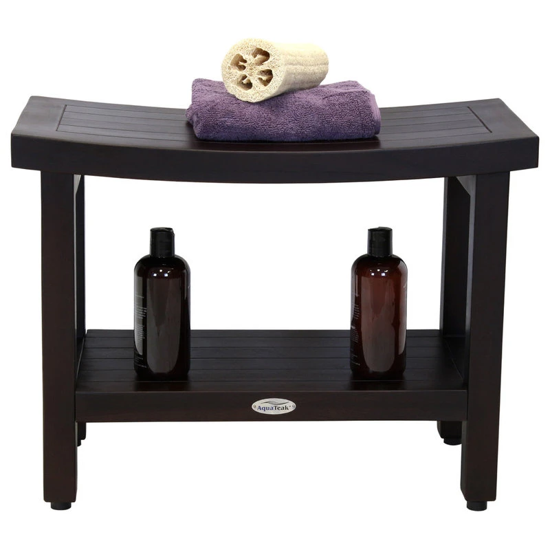 AquaTeak Patented 24" Sumba™ Mocha Teak Shower Bench With Shelf 7 AquaTeak Patented 24" Sumba™ Mocha Teak Shower Bench With Shelf - Image 5
