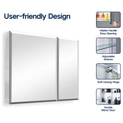 Modland Aurora Recessed Or Surface Mount Frameless Mirror With 2 Shelves,30x26Inch -Laural Home Shop 04118e0b032821c8 3558 w800 h800 b1 p0