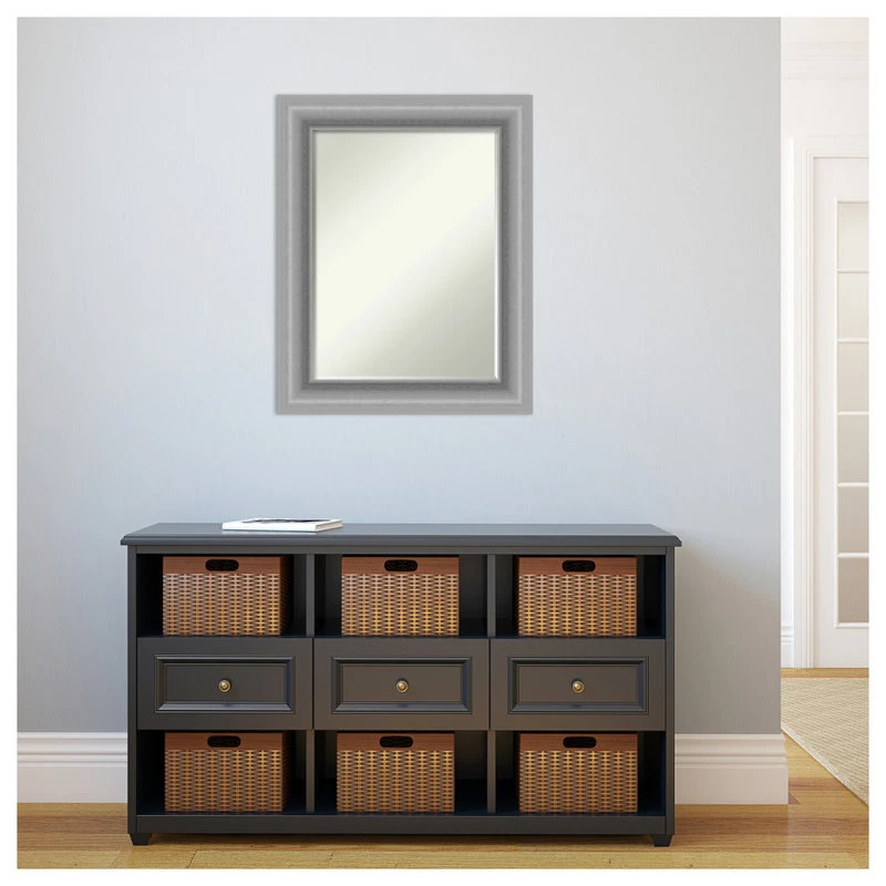 Amanti Art Peak Polished Nickel Petite Bevel Bathroom Wall Mirror 24 X 30 In. 7 Amanti Art Peak Polished Nickel Petite Bevel Bathroom Wall Mirror 24 X 30 In. - Image 5