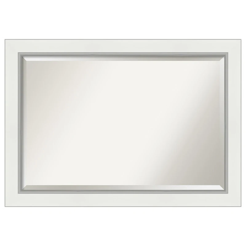 Amanti Art Eva White Silver Beveled Bathroom Wall Mirror - 41.5 X 29.5 In. 3 Amanti Art Eva White Silver Beveled Bathroom Wall Mirror - 41.5 X 29.5 In.