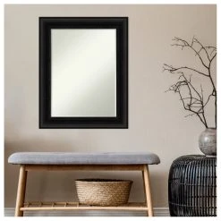 Amanti Art Parlor Black Petite Bevel Bathroom Wall Mirror 23.5 X 29.5 In. -Laural Home Shop 04b1984d03b790ca 7837 w800 h800 b1 p0
