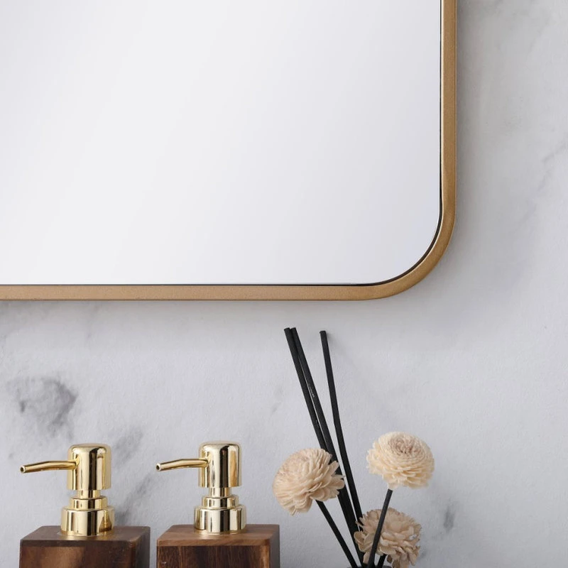 Elegant Furniture & Lighting Ellis Soft Corner Metal Rectangular Mirror, Brass, 22"x40" 6 Elegant Furniture & Lighting Ellis Soft Corner Metal Rectangular Mirror, Brass, 22"x40" - Image 4