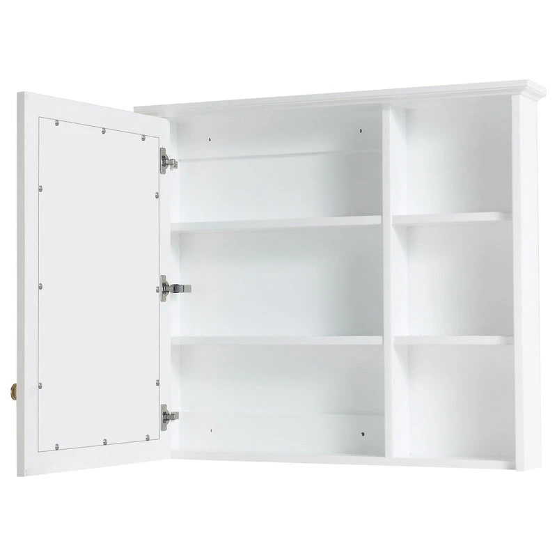 Wellfor Bathroom Solid Wood Medicine Cabinet With Silver Coated Mirror, 34"x30", White 8 Wellfor Bathroom Solid Wood Medicine Cabinet With Silver Coated Mirror, 34"x30", White - Image 6