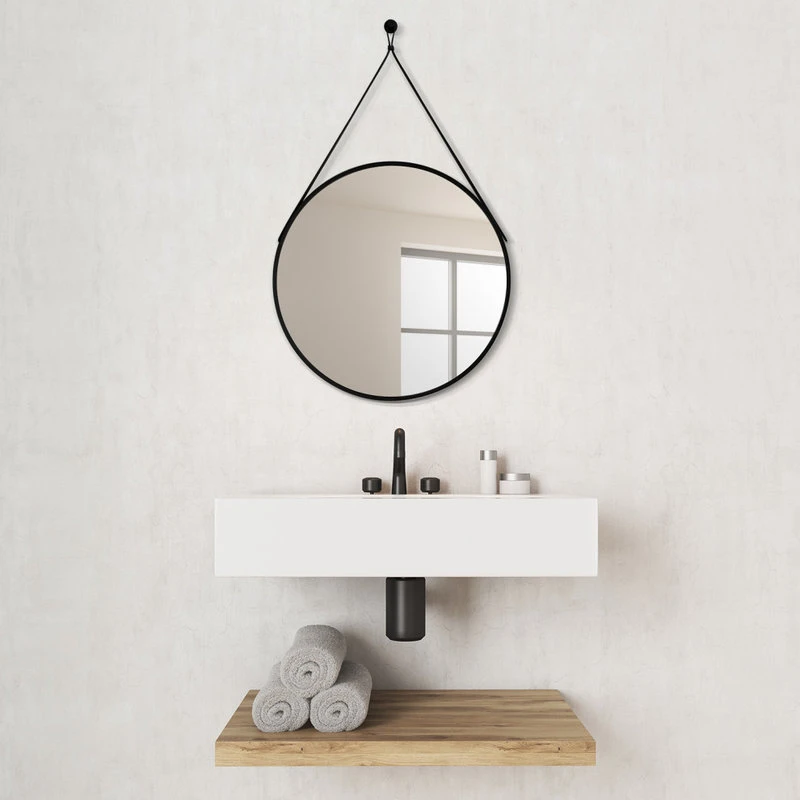 Altair Epoca 28" Circle Bathroom/Vanity Aluminum Framed Wall Mirror, Matt Black 12 Altair Epoca 28" Circle Bathroom/Vanity Aluminum Framed Wall Mirror, Matt Black - Image 10