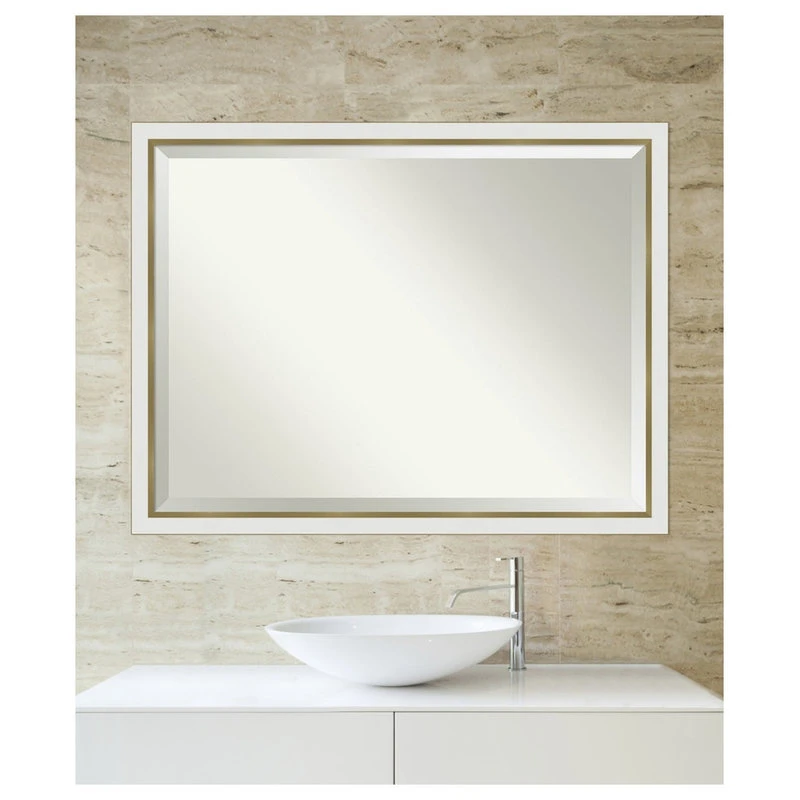 Amanti Art Eva White Gold Narrow Beveled Bathroom Wall Mirror - 43 X 33 In. 7 Amanti Art Eva White Gold Narrow Beveled Bathroom Wall Mirror - 43 X 33 In. - Image 5