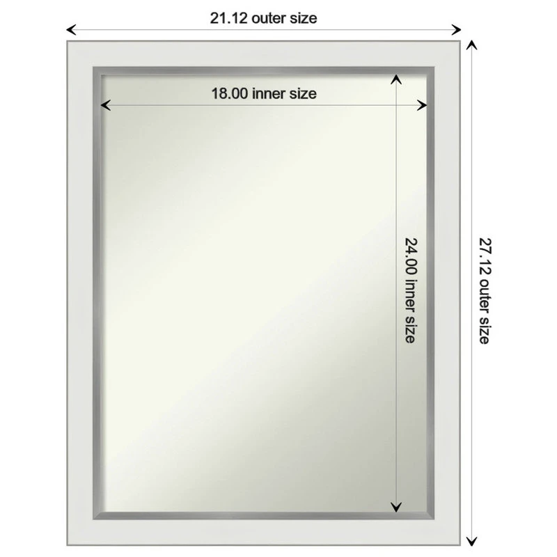 Amanti Art Eva White Silver Narrow Non-Beveled Bathroom Wall Mirror - 21 X 27 In. 6 Amanti Art Eva White Silver Narrow Non-Beveled Bathroom Wall Mirror - 21 X 27 In. - Image 4