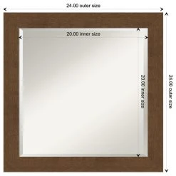 Amanti Art Carlisle Brown Beveled Wood Bathroom Wall Mirror - 24 X 24 In. -Laural Home Shop 068134820fcfd2a5 6061 w800 h800 b1 p0