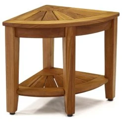 AquaTeak The Original 15.5" Kai™ Corner Teak Shower Bench With Shelf