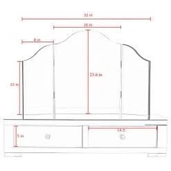Inspired Home Verina Frameless Modern Contemporary Tri-fold Tabletop Vanity Mirror, No Color 11 Inspired Home Verina Frameless Modern Contemporary Tri-fold Tabletop Vanity Mirror, No Color -Laural Home Shop 070149ca0e9f6637 2982 w800 h800 b1 p0