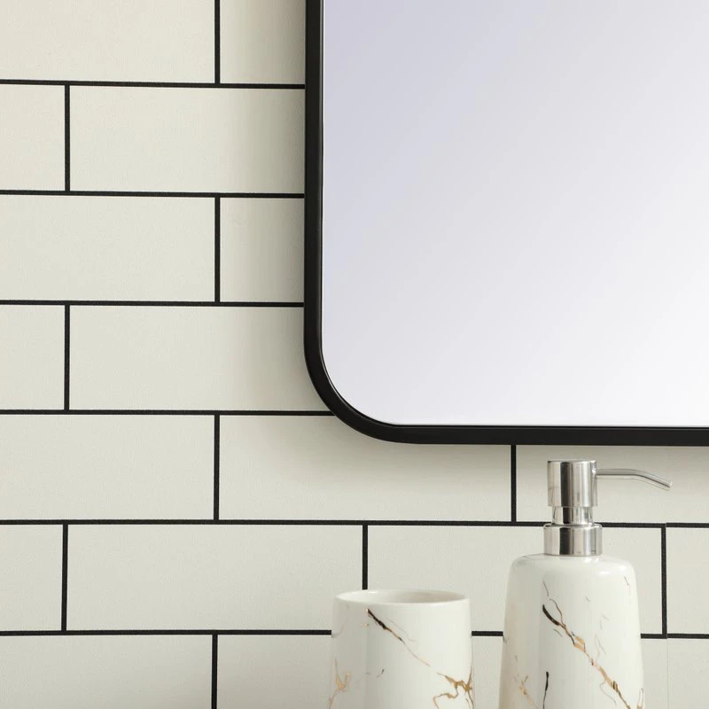 Elegant Furniture & Lighting Ellis Soft Corner Metal Rectangular Mirror, Black, 30"x40" 6 Elegant Furniture & Lighting Ellis Soft Corner Metal Rectangular Mirror, Black, 30"x40" - Image 4