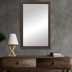 FrameMyMirror LaRue Framed Wall Mirror, Espresso, 28" X 36"
