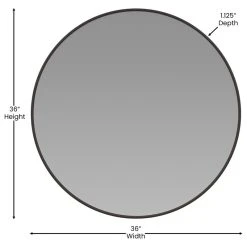 Merrick Lane Hanging Accent Mirror With Modern Metal Frame, Black, 36" Round -Laural Home Shop 07318bfb02715cd4 3257 w800 h800 b1 p0