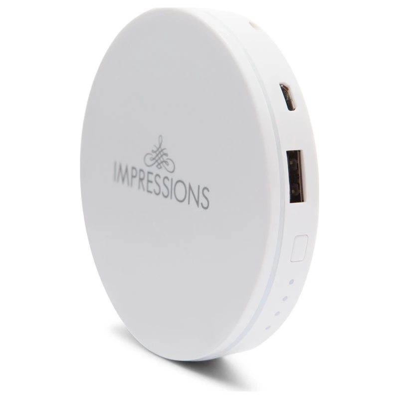 Impressions Vanity Company ChargeUp LED Compact Mirror & USB Power Bank, Compact Illuminated Mirror, White 5 Impressions Vanity Company ChargeUp LED Compact Mirror & USB Power Bank, Compact Illuminated Mirror, White - Image 3