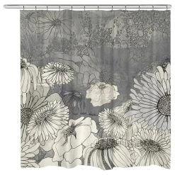 Laural Home Flowers On Grey Shower Curtain