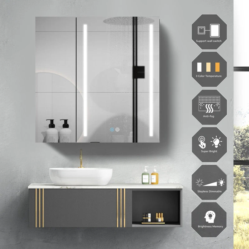 JimsMaison 30" Square Black Aluminum Surface Mount Medicine Cabinet With Mirror 6 JimsMaison 30" Square Black Aluminum Surface Mount Medicine Cabinet With Mirror - Image 4