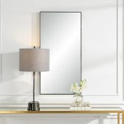 Vhomes Lights 20-in X 40-in Black Framed Wall Mirror -Laural Home Shop 0931b4f203f04895 8142 w800 h800 b0 p0