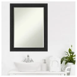 Amanti Art Shipwreck Black Narrow Petite Bevel Bathroom Wall Mirror 22 X 28 In. -Laural Home Shop 0961a88c03b790c0 7805 w800 h800 b1 p0