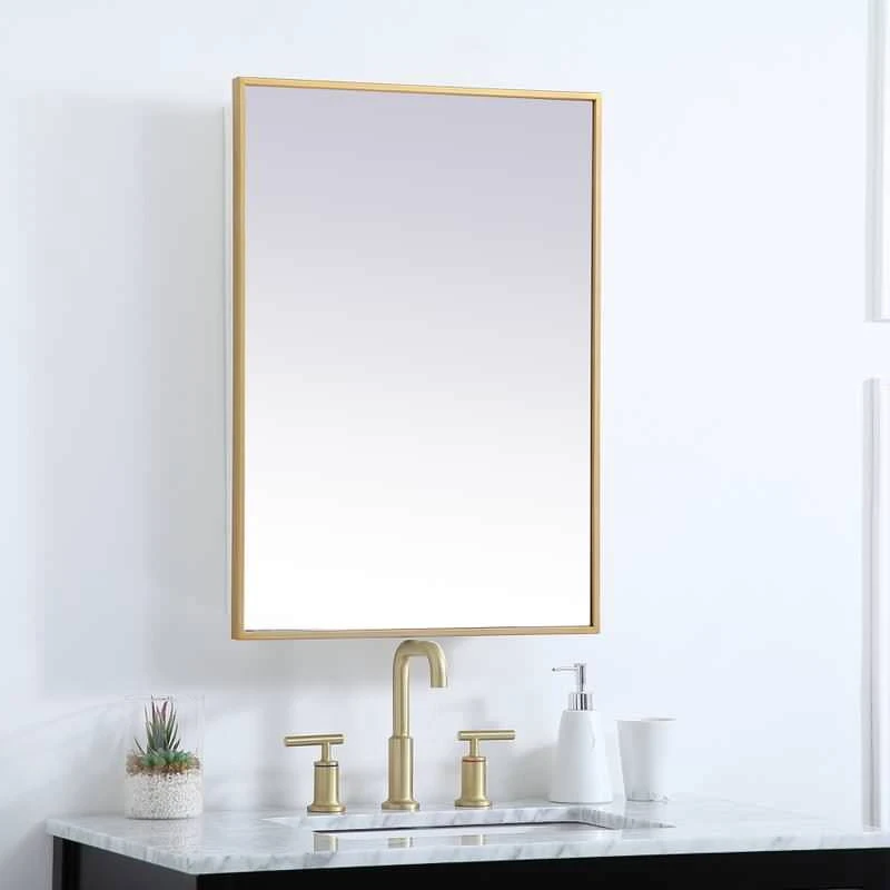 Elegant Furniture & Lighting Metal Mirror Medicine Cabinet 20"x28", Brass Finish 5 Elegant Furniture & Lighting Metal Mirror Medicine Cabinet 20"x28", Brass Finish - Image 3