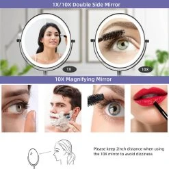 JimsMaison 8 Inch Double-Sided Framed Wall Mounted 10X LED Magnifying Bathroom Mirror, Blac -Laural Home Shop 0a01b84e02fdf493 7655 w800 h800 b0 p0