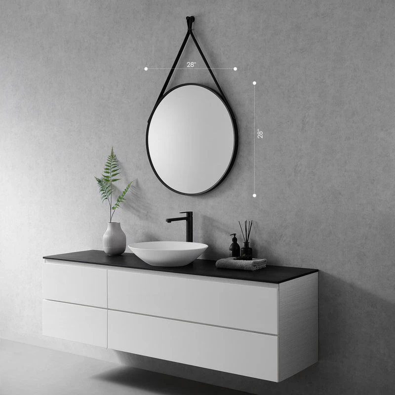 Altair Epoca 28" Circle Bathroom/Vanity Aluminum Framed Wall Mirror, Matt Black 6 Altair Epoca 28" Circle Bathroom/Vanity Aluminum Framed Wall Mirror, Matt Black - Image 4