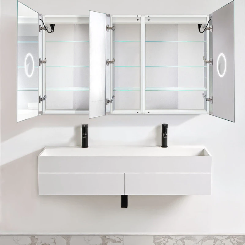 Krugg Reflections 60"x36" LED Medicine Cabinet, Dimmer/Defog, Makeup Mirror, And USB, Light Left 8 Krugg Reflections 60"x36" LED Medicine Cabinet, Dimmer/Defog, Makeup Mirror, And USB, Light Left - Image 6