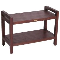 DecoTeak Classic Teak Shower Bench With LiftAid Arms, 29"x18"