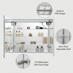 Blossom Kitchen & Bath Supply LED Medicine Cabinet With Defog, Dimmer, Makeup Mirror, Outlets, 36x32 -Laural Home Shop 0b615ff5010e91a9 6610 w800 h800 b0 p0