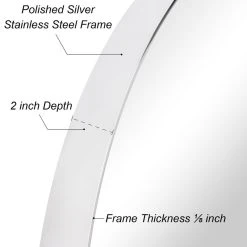 Empire Art Direct Ultra Stainless Steel Round Wall Mirror- 30"x30", Polished Silver -Laural Home Shop 0be1bfd90040c0f1 4791 w800 h800 b0 p0