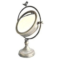 Skanly Tilting Metal Mirror On Stand With Bird Finial, Vanity/ Tabletop Mirror