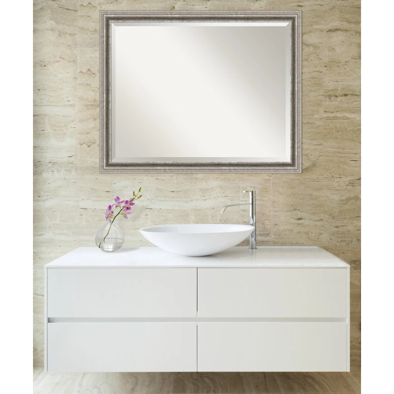 Amanti Art Bel Volto Silver Beveled Wood Bathroom Wall Mirror - 31 X 25 In. 7 Amanti Art Bel Volto Silver Beveled Wood Bathroom Wall Mirror - 31 X 25 In. - Image 5