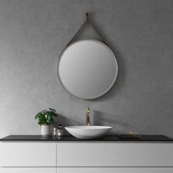 Altair Roccia Round 28" Framed Bathroom/Vanity LED Lighted Wall Mirror, Brushed Gold -Laural Home Shop 0d514c9e02886a48 8094 w800 h800 b0 p0