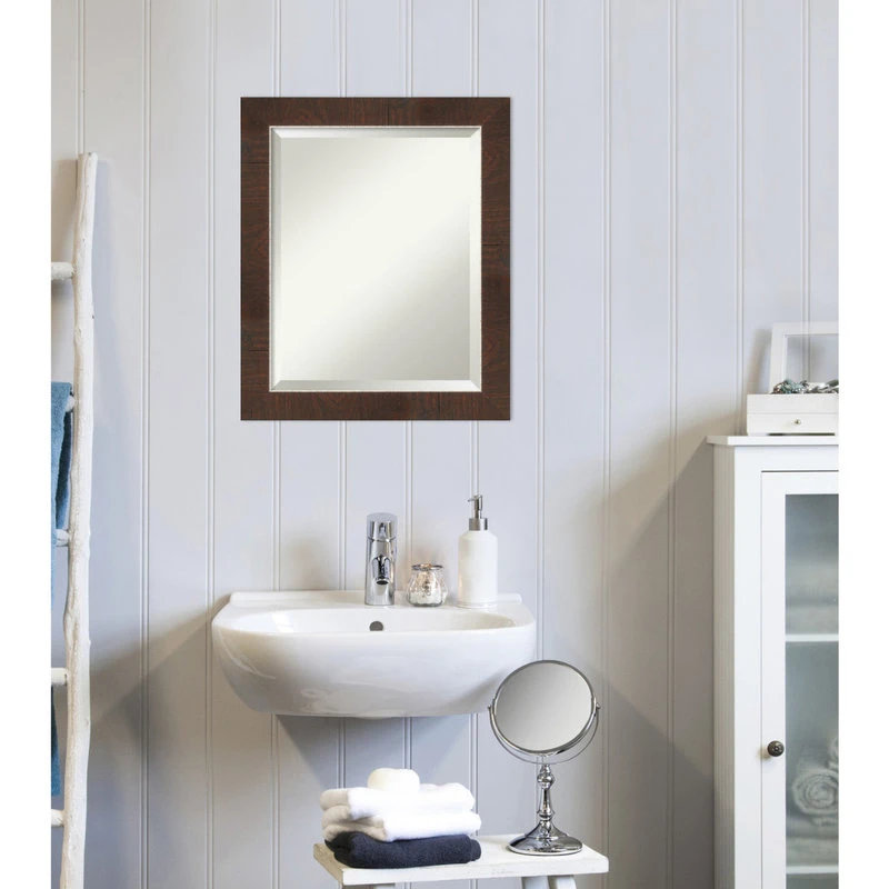 Amanti Art Wildwood Brown Narrow Beveled Bathroom Wall Mirror - 19.25 X 23.25 In. 7 Amanti Art Wildwood Brown Narrow Beveled Bathroom Wall Mirror - 19.25 X 23.25 In. - Image 5