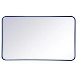 Elegant Furniture & Lighting Elegant Decor Evermore 24x40" Soft Corner Metal Rectangular Mirror In Blue