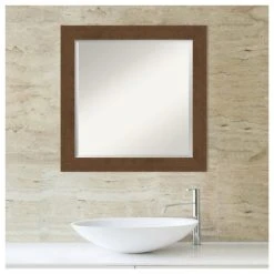 Amanti Art Carlisle Brown Beveled Wood Bathroom Wall Mirror - 24 X 24 In. -Laural Home Shop 0fd10a9a0fcfd2a7 6061 w800 h800 b1 p0