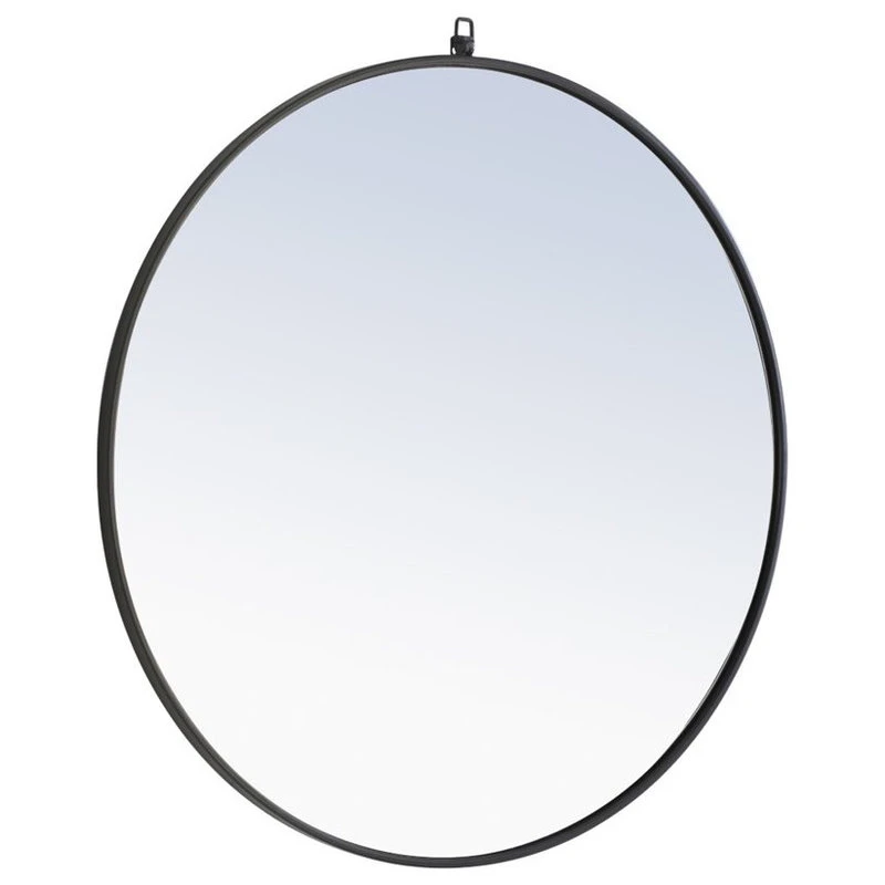 Elegant Furniture & Lighting Elegant Decor Rowan 36" Round Metal Frame Hooked Mirror In Black 5 Elegant Furniture & Lighting Elegant Decor Rowan 36" Round Metal Frame Hooked Mirror In Black - Image 3