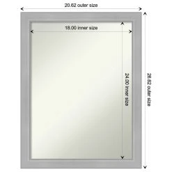 Amanti Art Vista Brushed Nickel Narrow Non-Beveled Bathroom Wall Mirror - 20.5 X 26.5 In. -Laural Home Shop 102152e802bdddf5 5897 w800 h800 b1 p0