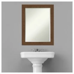 Amanti Art Carlisle Brown Beveled Wood Bathroom Wall Mirror - 22 X 28 In. -Laural Home Shop 10a1c6e80fcfd2a1 6128 w800 h800 b1 p0