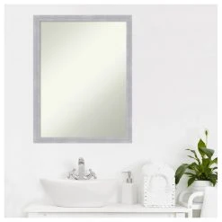 Amanti Art Grace Brushed Nickel Narrow Non-Beveled Bathroom Wall Mirror - 20 X 26 In. 18 Amanti Art Grace Brushed Nickel Narrow Non-Beveled Bathroom Wall Mirror - 20 X 26 In. -Laural Home Shop 10c1243502bddc7b 6188 w800 h800 b1 p0