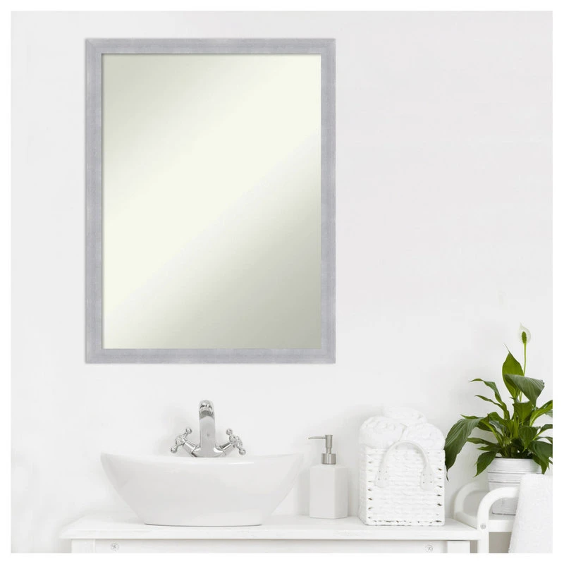 Amanti Art Grace Brushed Nickel Narrow Non-Beveled Bathroom Wall Mirror - 20 X 26 In. 10 Amanti Art Grace Brushed Nickel Narrow Non-Beveled Bathroom Wall Mirror - 20 X 26 In. - Image 8