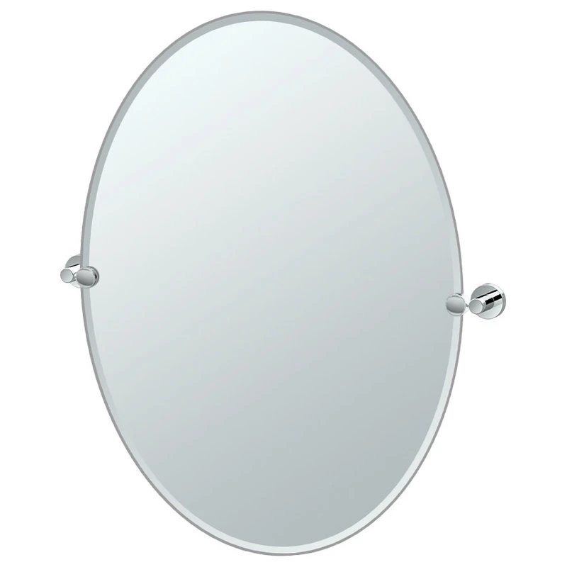 Gatco Fine Bathware Glam 32" Frameless Oval Mirror, Satin Nickel 3 Gatco Fine Bathware Glam 32" Frameless Oval Mirror, Satin Nickel