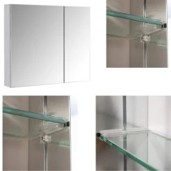Aosmay 30 In W LED Double Mirrored Doors Medicine Cabinet -Laural Home Shop 111181f102981d68 7829 w800 h800 b0 p0