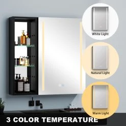 JimsMaison 30" Aluminum Surface Mount Medicine Cabinet With Mirror And Open Shelves -Laural Home Shop 1131bdc80311cc48 7500 w800 h800 b0 p0