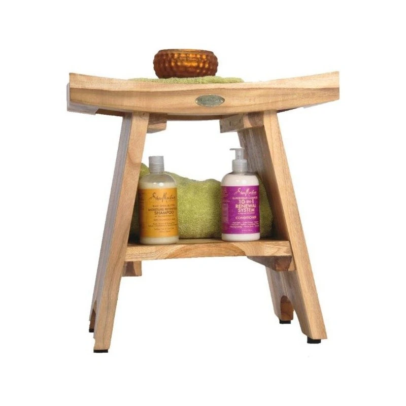 EcoDecors EarthyTeak Serenity Eastern Style Shower Bench, 18", With Shelf 7 EcoDecors EarthyTeak Serenity Eastern Style Shower Bench, 18", With Shelf - Image 5